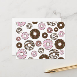 Carte Postale Motif De Donuts, Donuts Roses, Donuts Brown