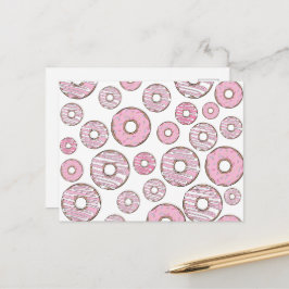 Carte Postale Motif De Donuts, Donuts Roses, Saupoudrages
