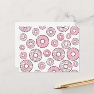 Carte Postale Motif De Donuts, Donuts Roses, Saupoudrages
