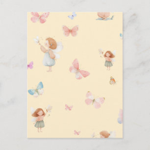 Carte Postale Motif de fée pastel Design de nurserie papillon mi