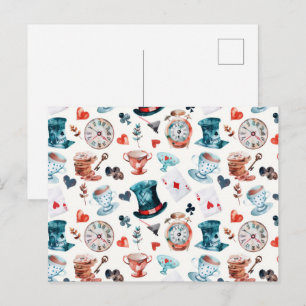 Carte Postale Motif de fête de thé au Pays des Merveilles Fantai