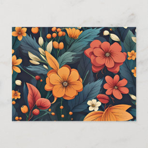 Carte Postale Motif de fleur coloré