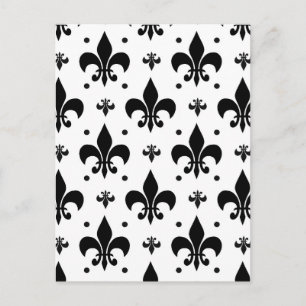 Carte Postale Motif de fleur de lis sur fond blanc