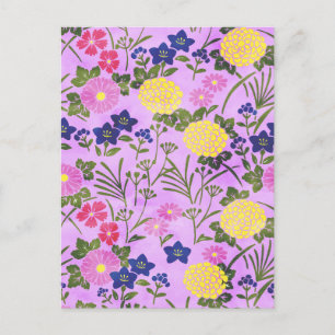 Carte Postale Motif de fleur vintage violet joli