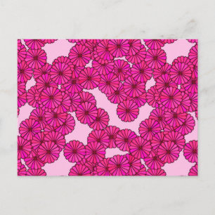 Carte Postale Motif de fleurs Art Déco - magenta sur rose