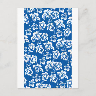 Carte Postale Motif de fleurs bleues Hawiian