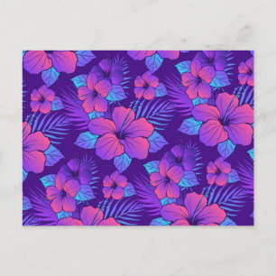 Carte Postale Motif de fleurs tropicales violettes