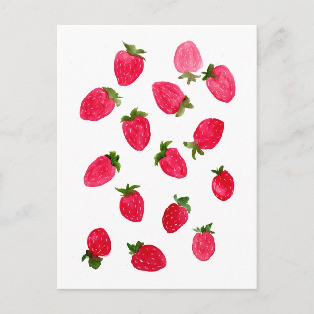 Carte Postale Motif de fraises d'aquarelle (Devant)