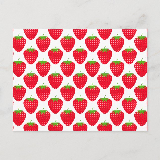 Carte Postale Motif de fraises rouges. (Devant)