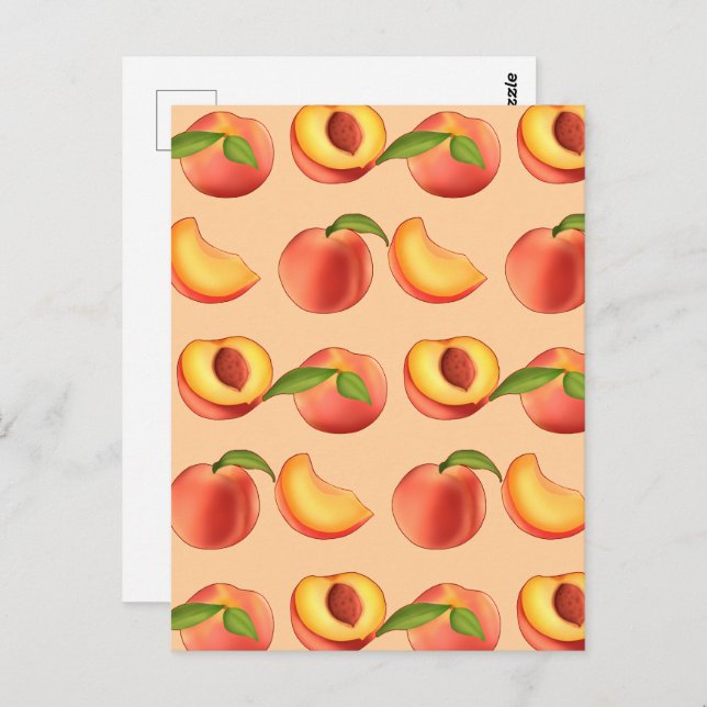 Carte Postale Motif de fruit de pêche (Devant / Derrière)