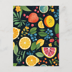 Carte Postale Motif de fruits frais coloré