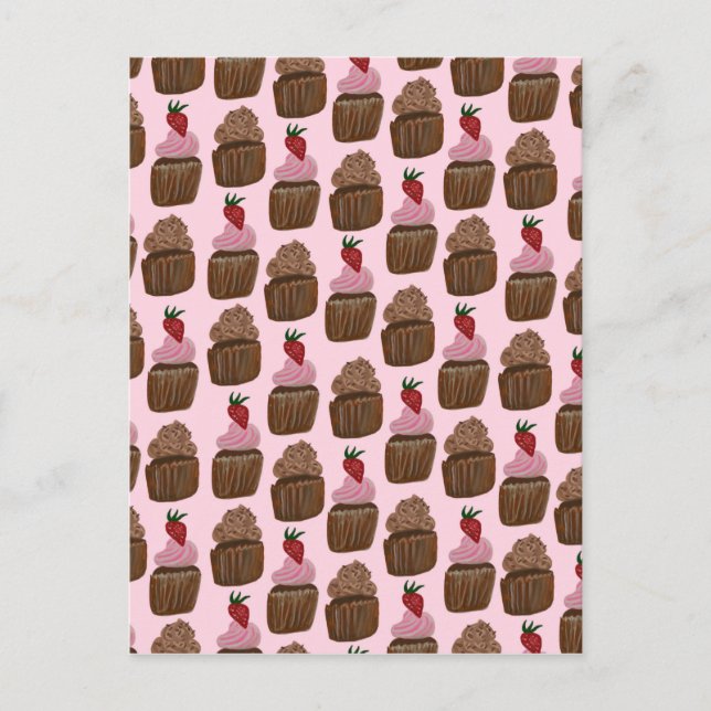 Carte Postale Motif de gâteaux au chocolat Joyeux Anniversaire (Devant)