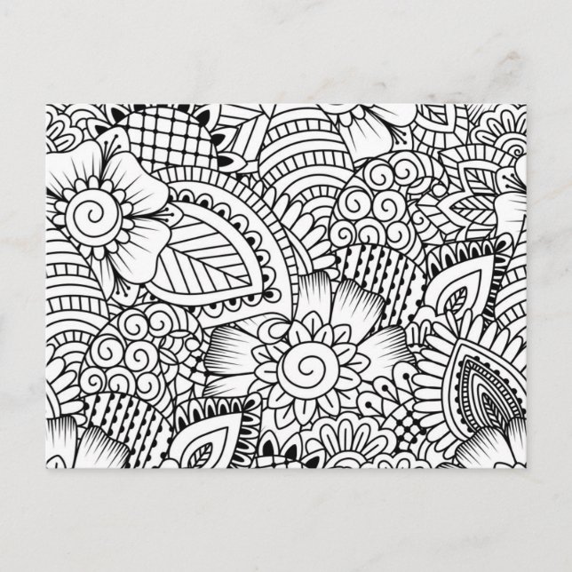 Carte Postale Motif de gribouillages floraux (Devant)