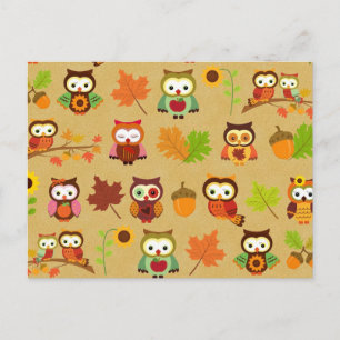 Carte Postale Motif de hibou d'automne