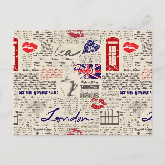 Carte Postale Motif de journal londonien (Devant)