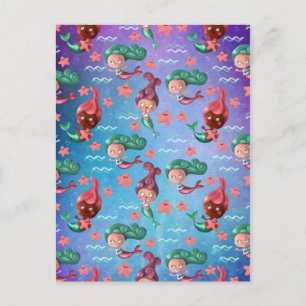Carte Postale Motif de la mignonne sirène