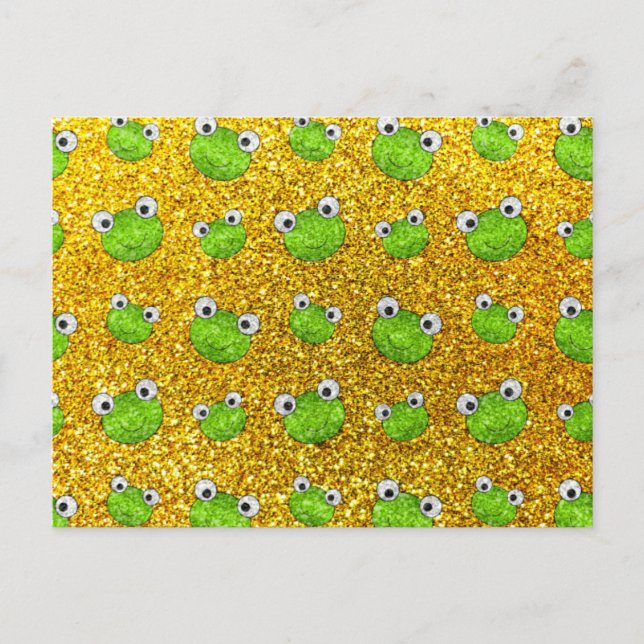 Carte Postale Motif de la tête de grenouille jaune néon (Devant)