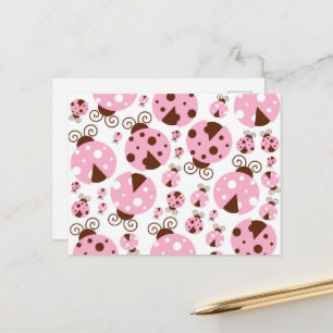 Carte Postale Motif De Ladybugs, Mignons Ladybugs, Pink Ladybugs