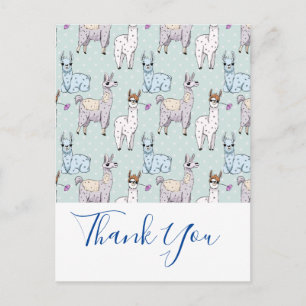 Carte Postale Motif de lama mignon sur des points de remerciemen