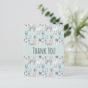 Carte Postale Motif de lama mignon sur des points de remerciemen