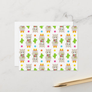 Carte Postale Motif de lamas, Lamas mignons, Alpagas, Cactus