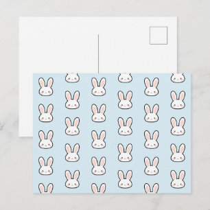 Carte Postale Motif de lapin visage de lapin mignon