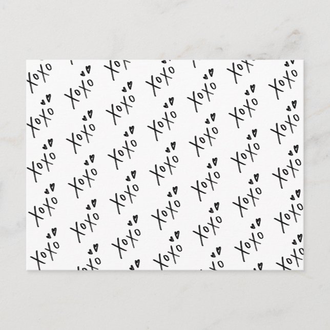 Carte Postale motif de lettres "XOXO" tiré à la main (Devant)