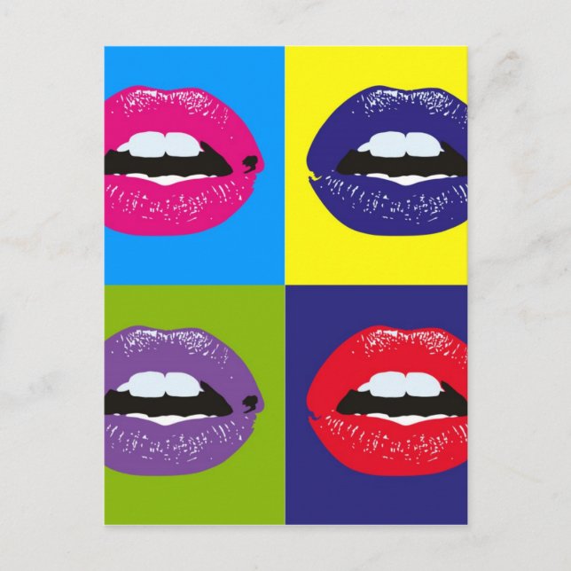 Carte Postale Motif de lèvres d'art pop (Devant)