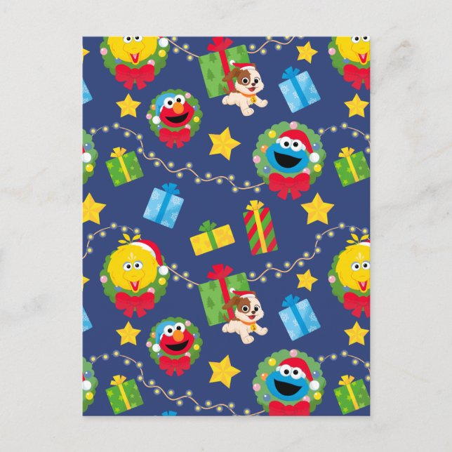 Carte Postale Motif de lumières de Noël de Sesame Street (Devant)