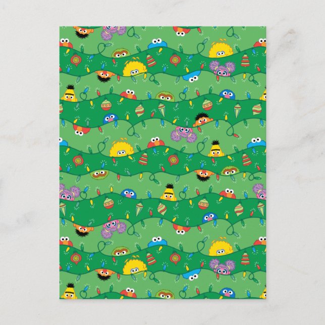 Carte Postale Motif de lumières de Noël de Sesame Street (Devant)