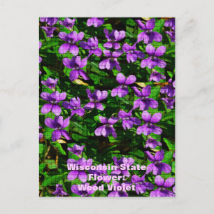 Carte Postale Motif de mosaïque en bois de violet de fleur WI