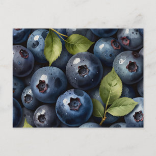Carte Postale Motif de myrtilles à l'aquarelle éparses