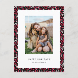 Carte Postale Motif de Noël rouge et noir classique