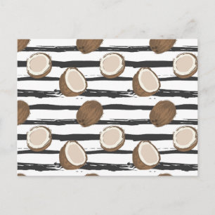 Carte Postale Motif de noix de coco sur Grunge Stripes