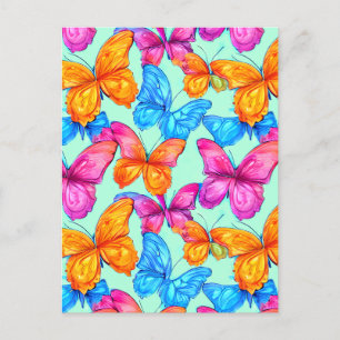 Carte Postale Motif de papillons colorés