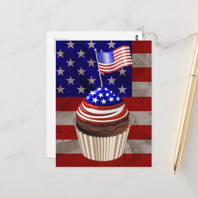 Carte Postale MOTIF de patisserie du pavillon des États-Unis (Devant/Arrière en situation)