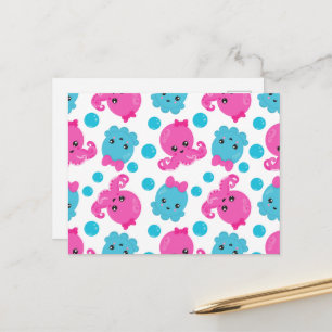 Carte Postale Motif de poulpe, poulpe mignonne, Animaux de mer