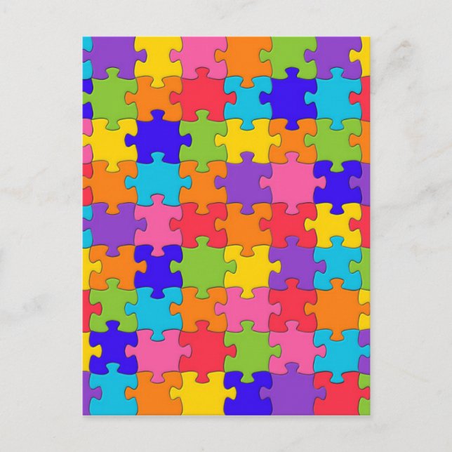 Carte Postale Motif de puzzle coloré (Devant)