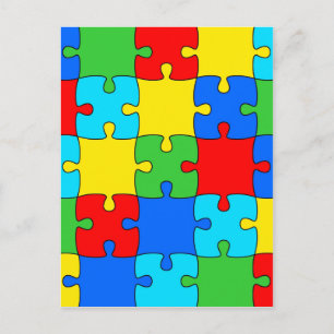 Carte Postale Motif de puzzle coloré