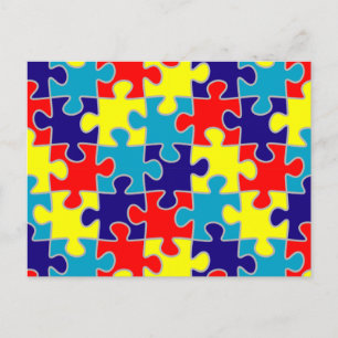 Carte Postale Motif de puzzle de sensibilisation à l'autisme TSA