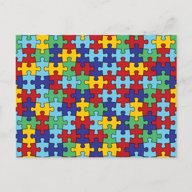 Carte Postale Motif de puzzle sensibilisation sur l'autisme (Devant)