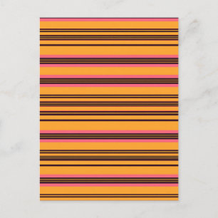 Carte Postale Motif de rayure horizontale rose orange gras
