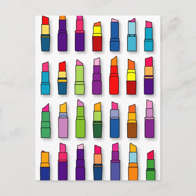 Carte Postale Motif de rouges à lèvres tendance et girly (Devant)