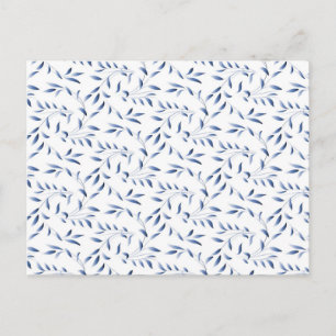 Carte Postale Motif de saule élégant bleu et blanc