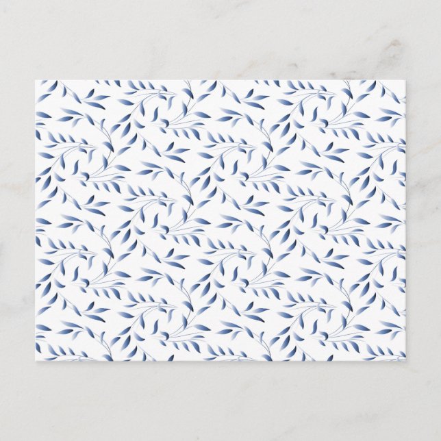 Carte Postale Motif de saule élégant bleu et blanc (Devant)