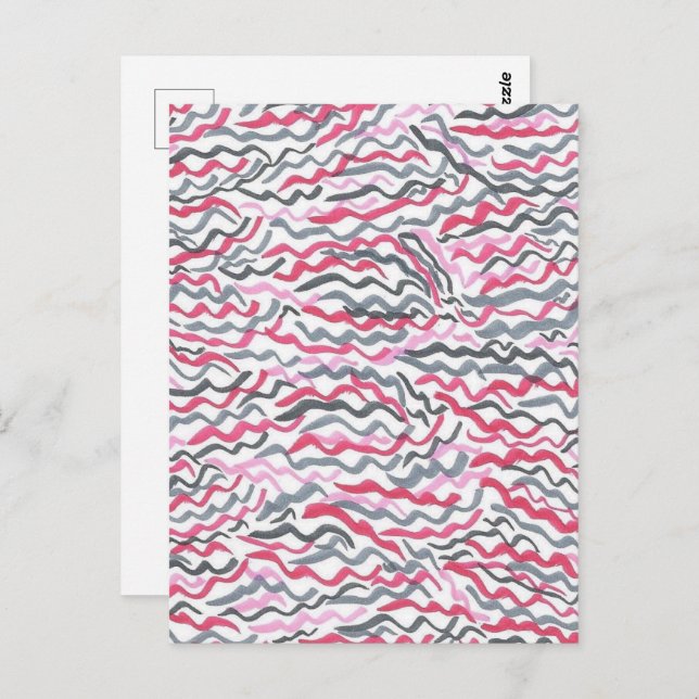 Carte Postale Motif de Squiggles rouges et noirs (Devant / Derrière)