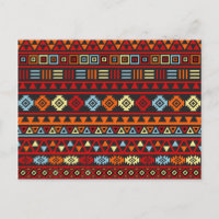 Motif de style aztèque - Bleu jaune orange rouge e