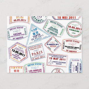 Carte Postale Motif de tampon de passeport Imprimer