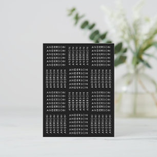 Carte Postale Motif de texte répété noir et blanc