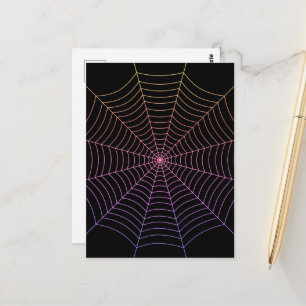 Carte Postale Motif de toile d'araignée noir violet orange Hallo